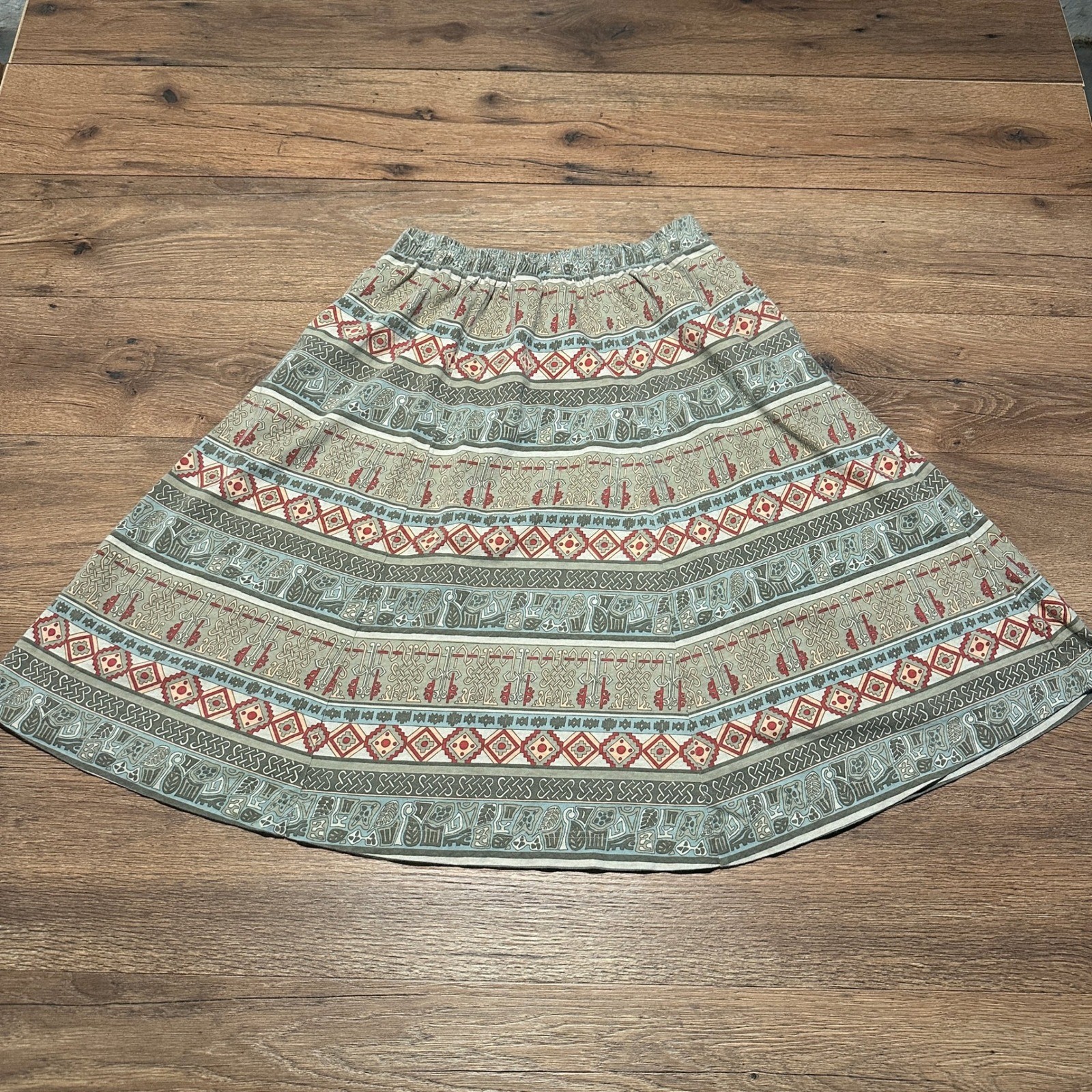 Vintage Chicos Design Multi Color Geometric Print Cotton Skirt Womens Size 2