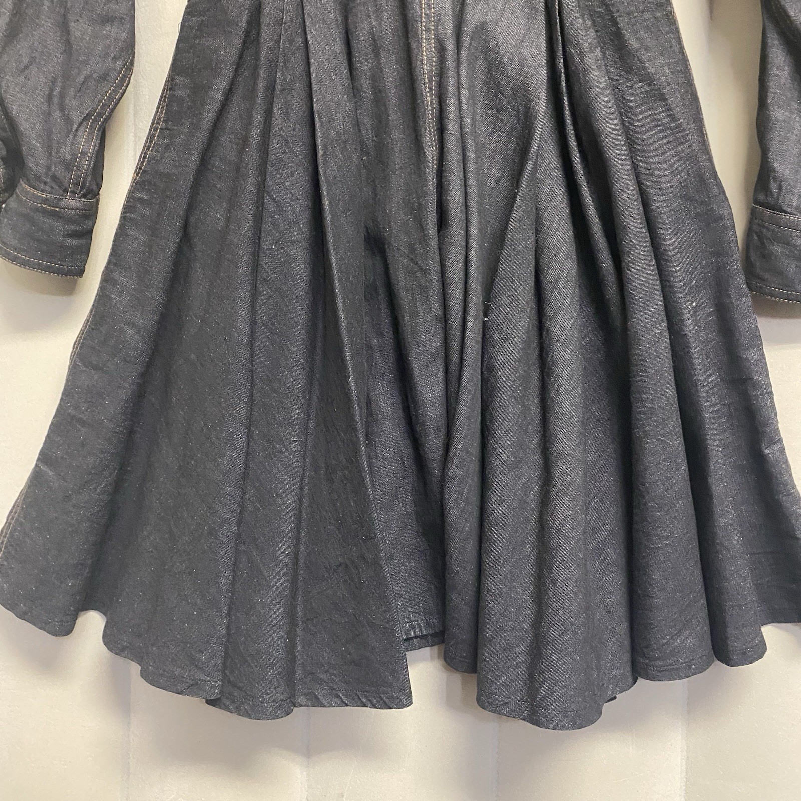 Vintage Omo Norma Kamali Women’s Dress Size 10 Dark Wash Denim Designer Luxury