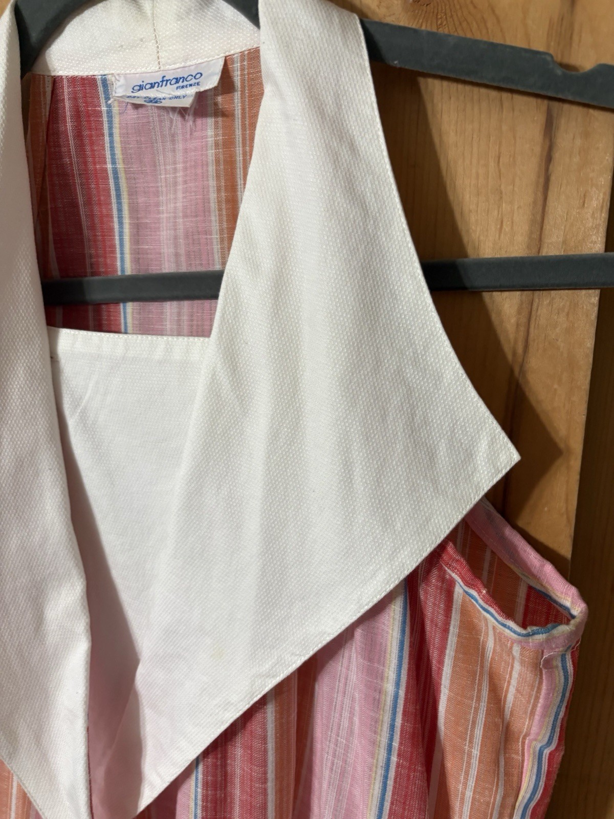 VTG Gianfranco Firenze Women’s Sz S Collared 50s Style Striped Maxi Dress Pink