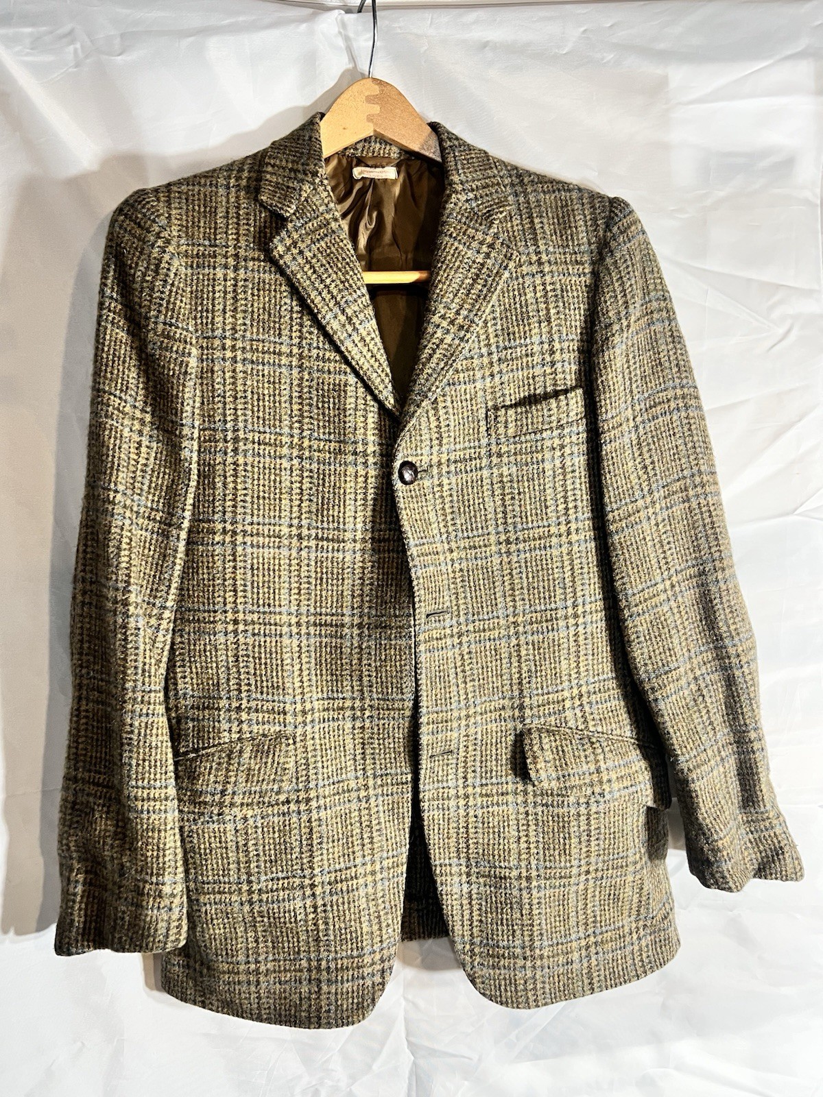 VTG Joseph Magnin Hammersley Wool Tweed Plaid Blazer Jacket England TLC Small