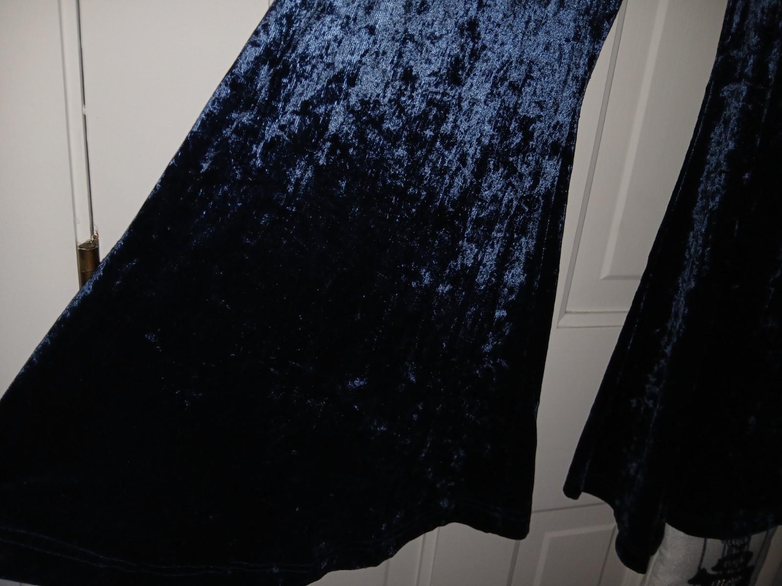 Vintage David Fielden London Blue Velvet 2pc Bodysuit & Flared Pants UK 10 US 6