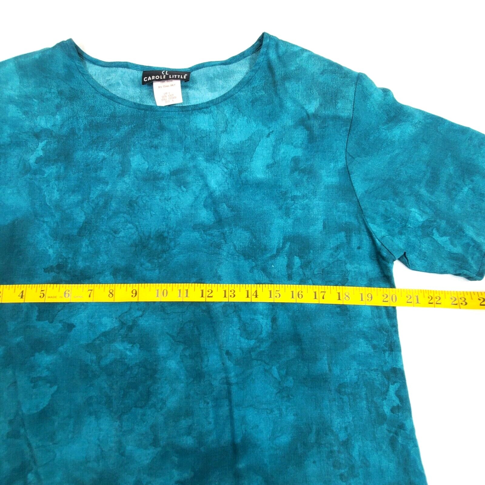 Carole Little CL Womens Size 4 Skort Pant Suit Set Teal Marble Tie Dye Rayon SS
