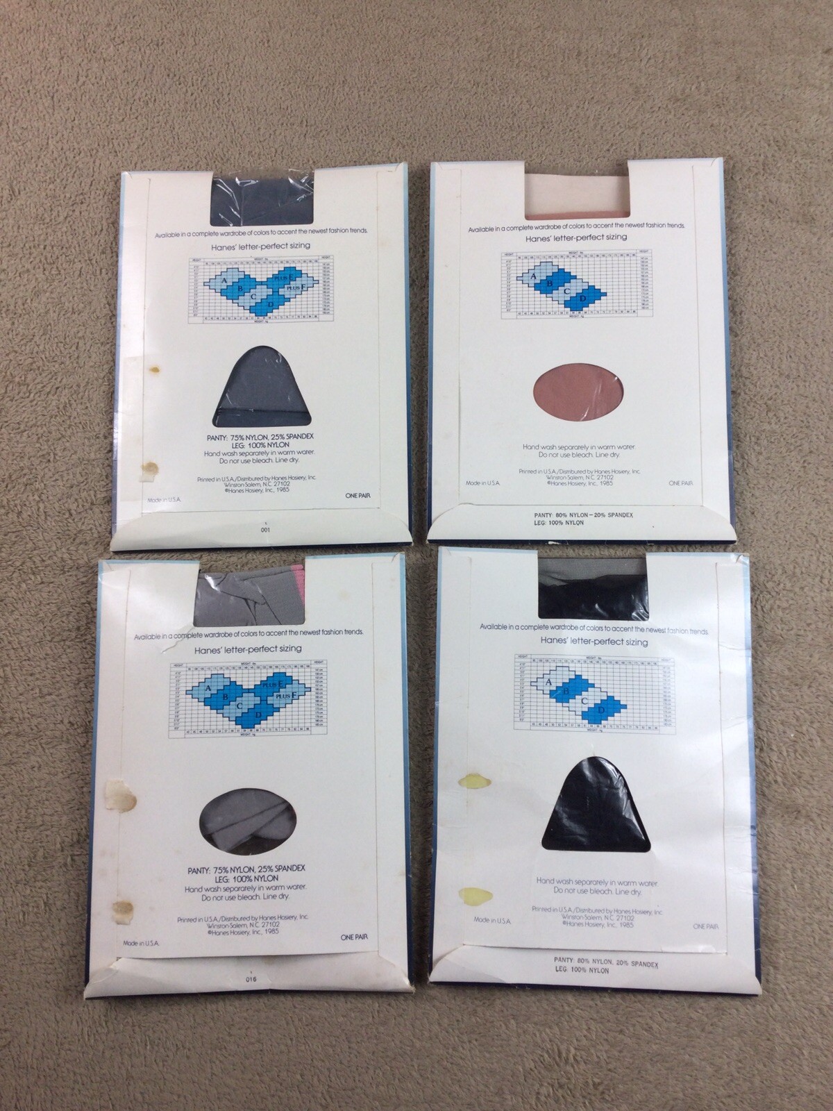 Vintage Hanes Textured Pantyhose Size A 1985 Assorted Colors