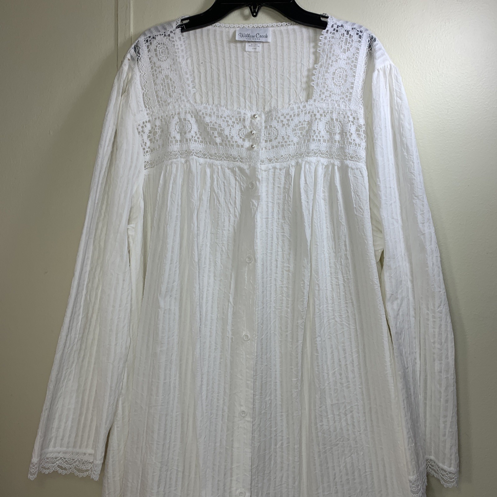 Vintage Willow Creek White Lace Dress Gown Robe Large Cottagecore Prairie Ruffle
