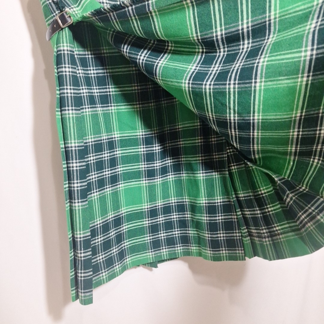 Vtg The Scotch House Tartan Plaid Wool Kilt Skirt Green Size 28
