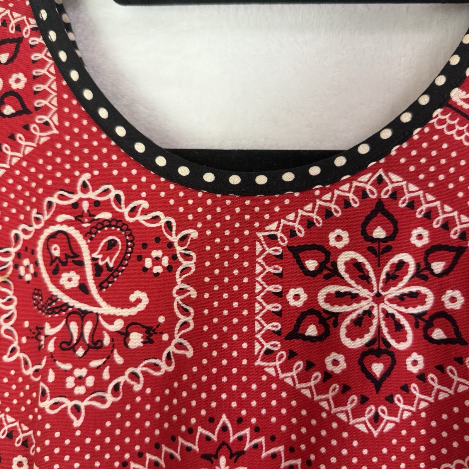 Design House1960s Red Bandana Sleeveless Pinafore Wrap Dress Apron Vintage