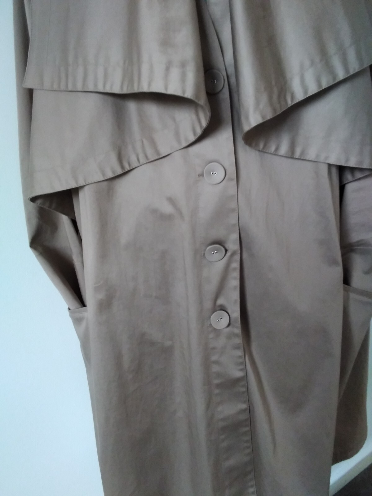 Gay Naffine Fab Taupe Polished Cotton Evening Coat/ Duster/ Autumn.,Size 14