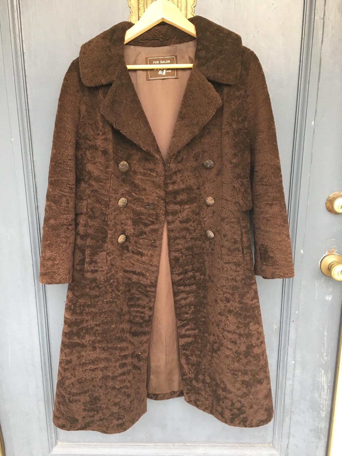 Vintage Meier and Frank 50s 60s Fur Salon Sheepskin Teddy Bear Coat Small 