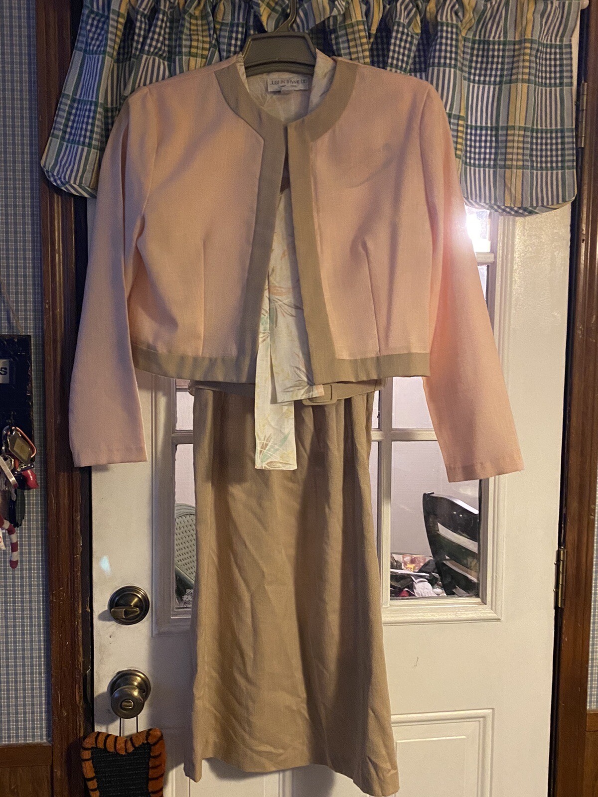 Vintage Peach & Tan Women’s Suit Dress by Just in Thyme Made in USA Size 14