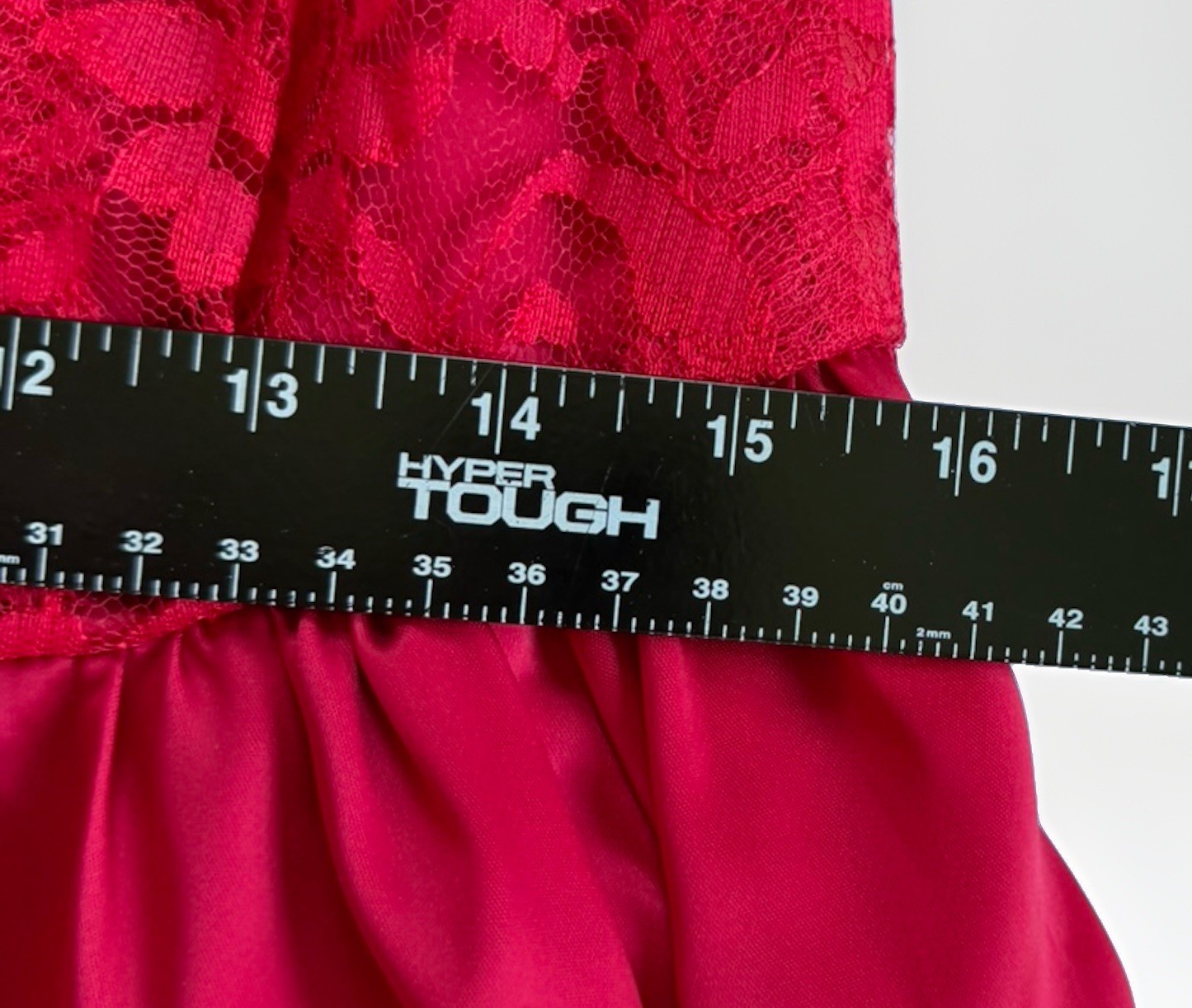 Vintage 80s Lace Satin Formal Dress Puff Sleeve Red Prom Homecoming Wedding READ