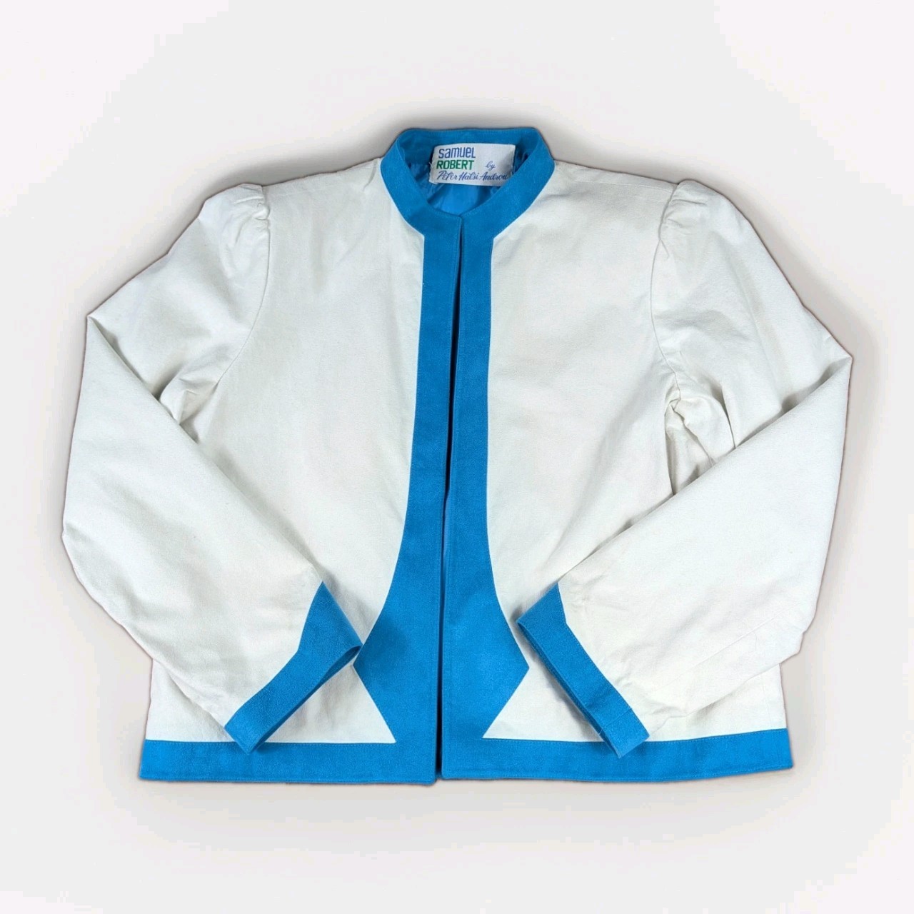 VTG Samuel Robert by Peter Hatsi Androu Open Blazer L Colorblock 70s Suede Lined