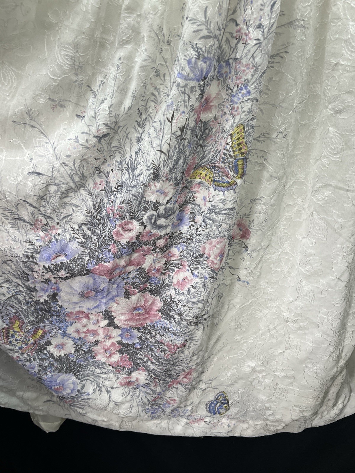 Vtg Femina Nutmeg Floral Butterfly Embroidered Dress Rose Print Cottagecore S/M