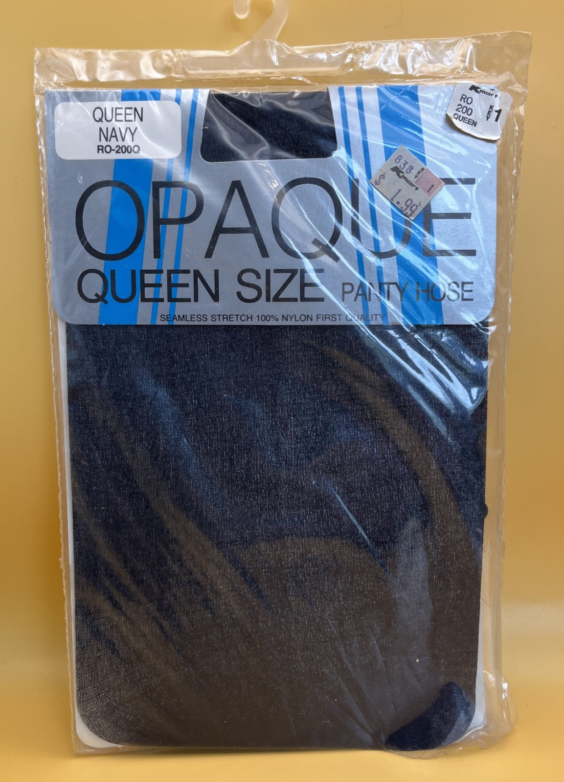 NOS Vtg Kmart Pantyhose Sz Q Navy Blue Seemless Stretch First Quality