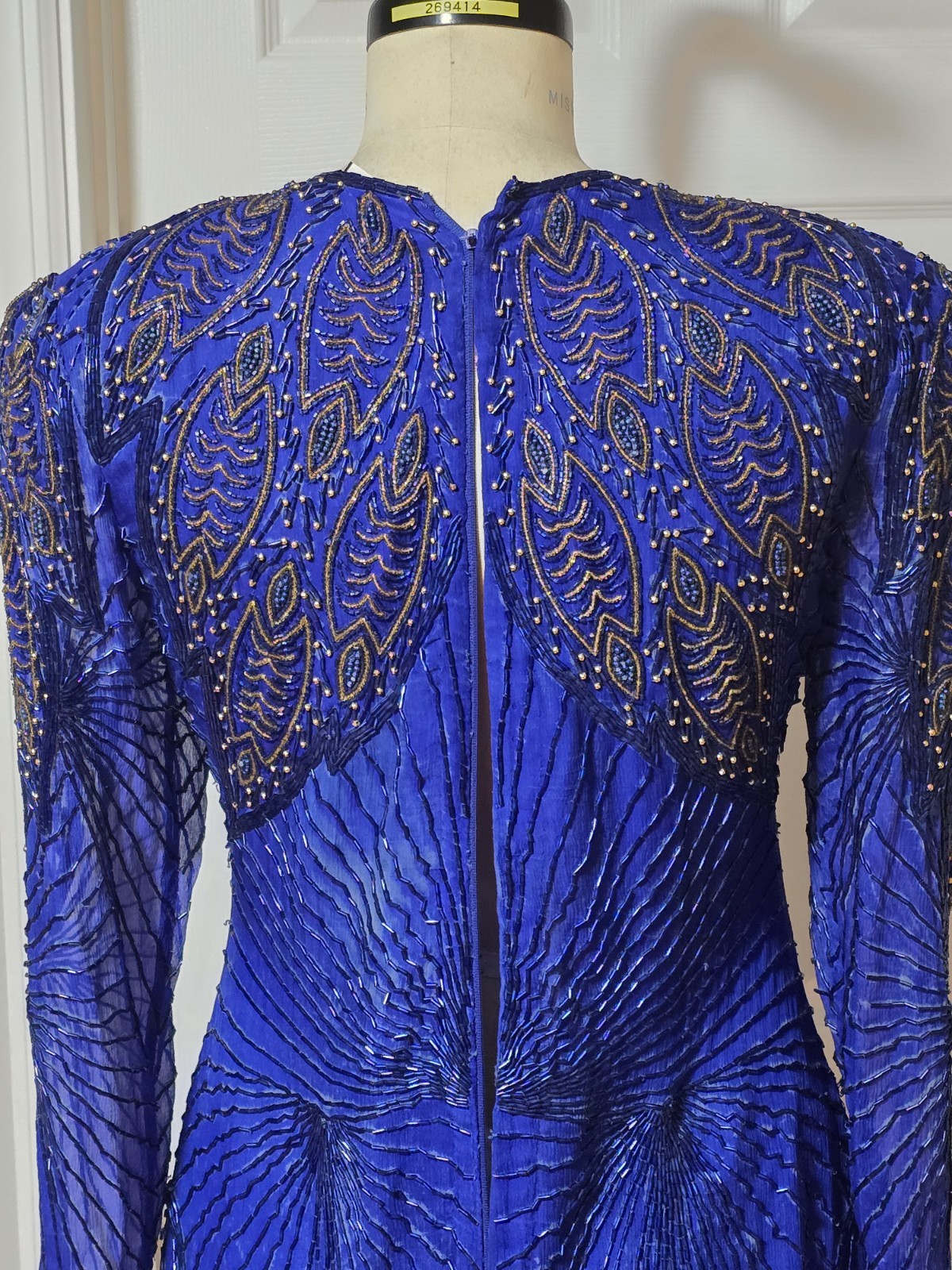 Jasdee Vintage Blue Beaded Dress, Size L