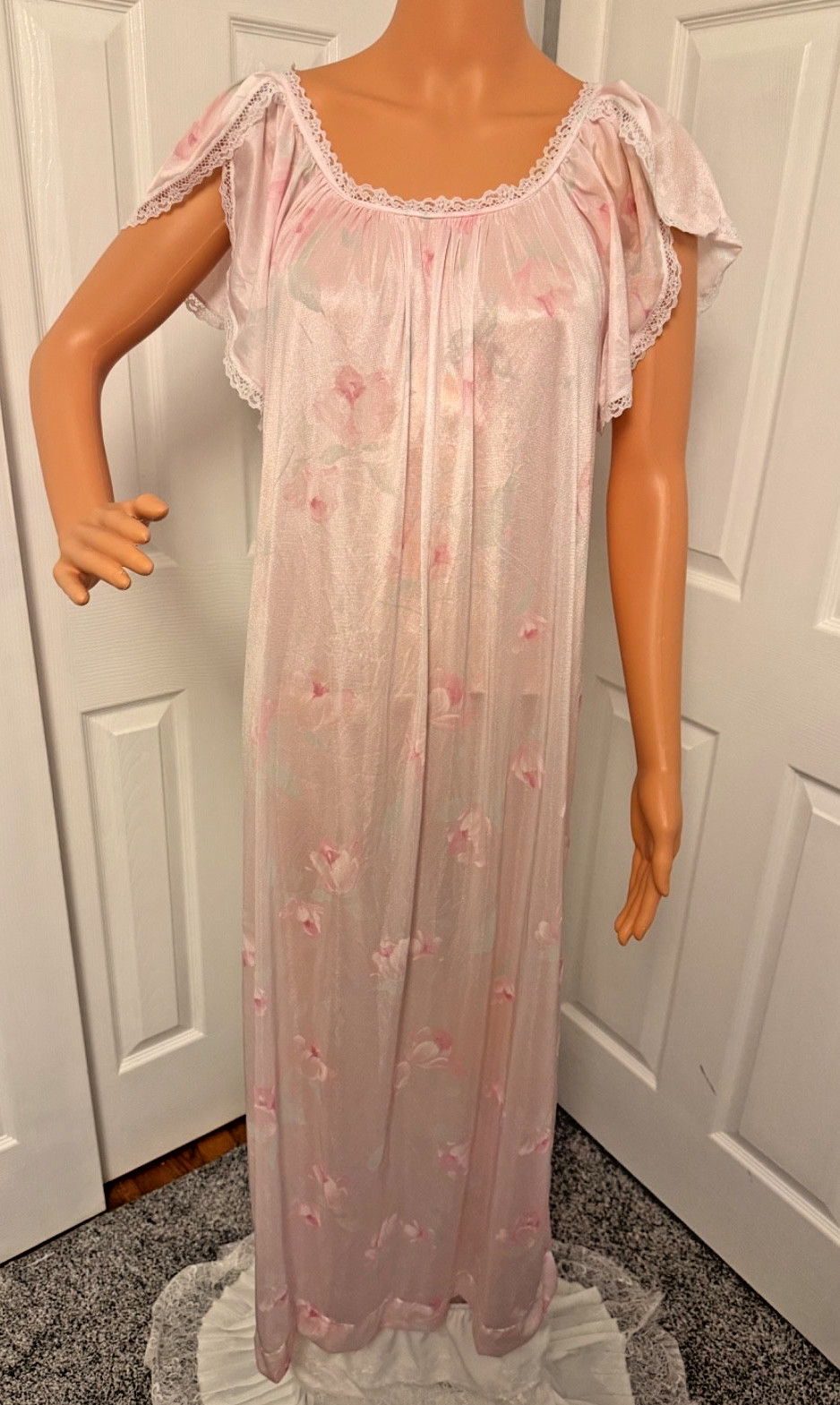 Vintage Miss Diva New York Pink Floral Nightgown Size Large