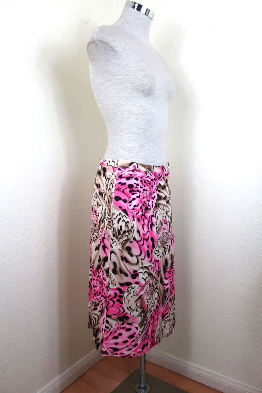 Vintage Gianni VERSACE Classic Bright Pink Leopard Pencil Skirt Medium 42 7 8