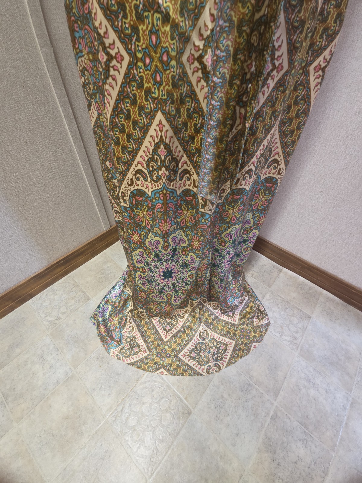 Vintage Y2k Paisley Nicole Miller Collection 100% Silk Backless fairy Gown SZ 10
