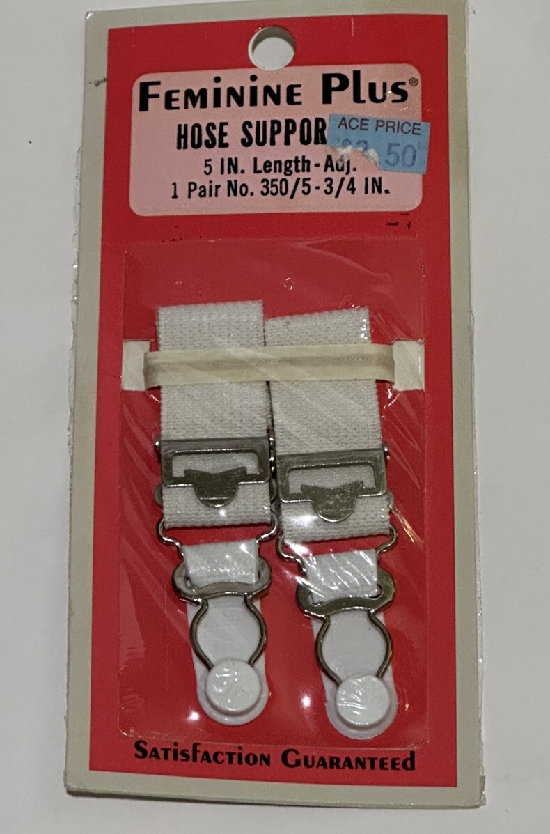 Feminine Plus Garter Support Grips Vintage 5 In. Length Adjustable White