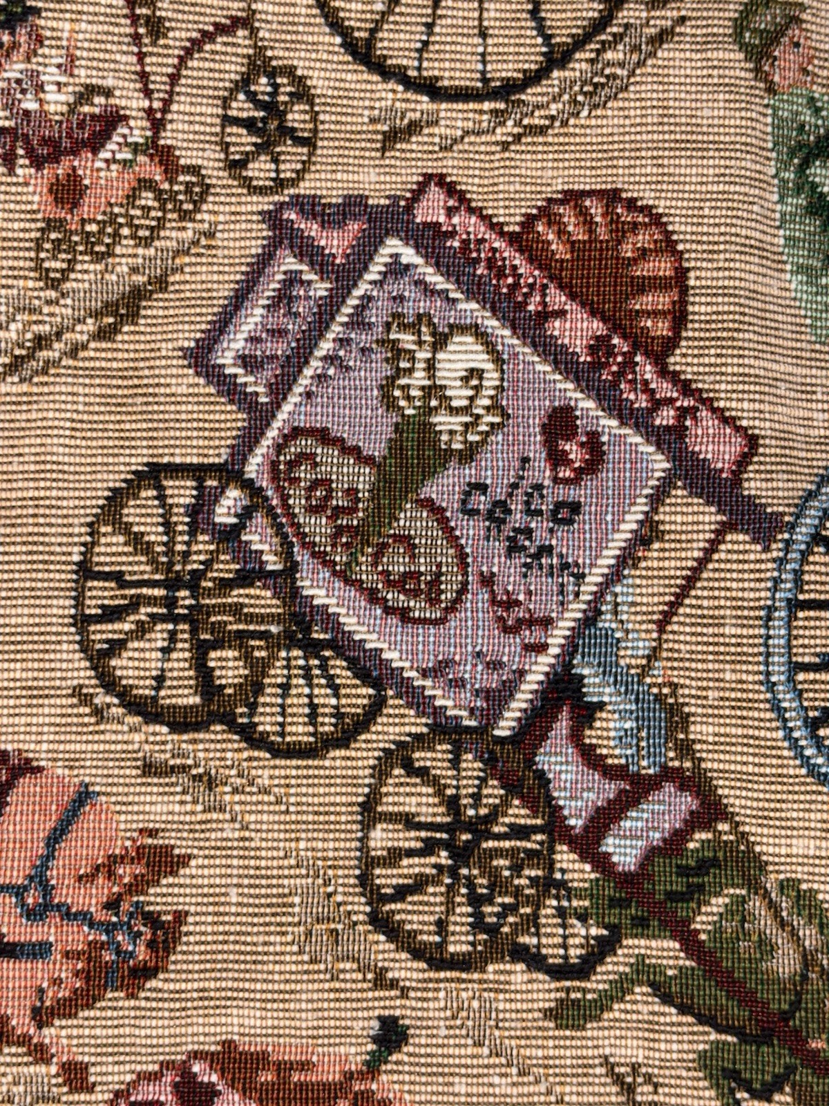 VTG Tapestry Full Zip Vest Victorian Novelty Italian Bicycle Ice Cream Size XL