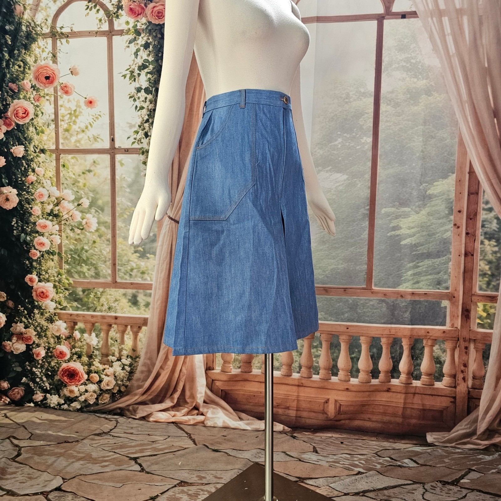 Vintage 1970s Sears The Fashion Place Denim Culottes High Waist Gaucho Pants