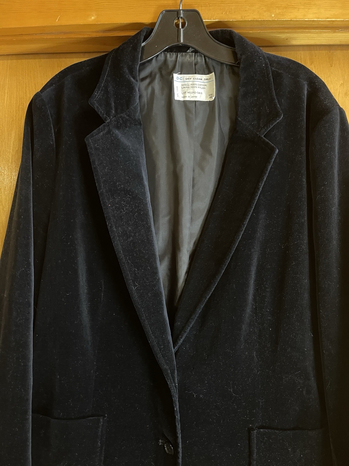 VINTAGE 70s DC Womens 44 XL-XXL Androgyny Black Velvet Blazer, Made in Japan