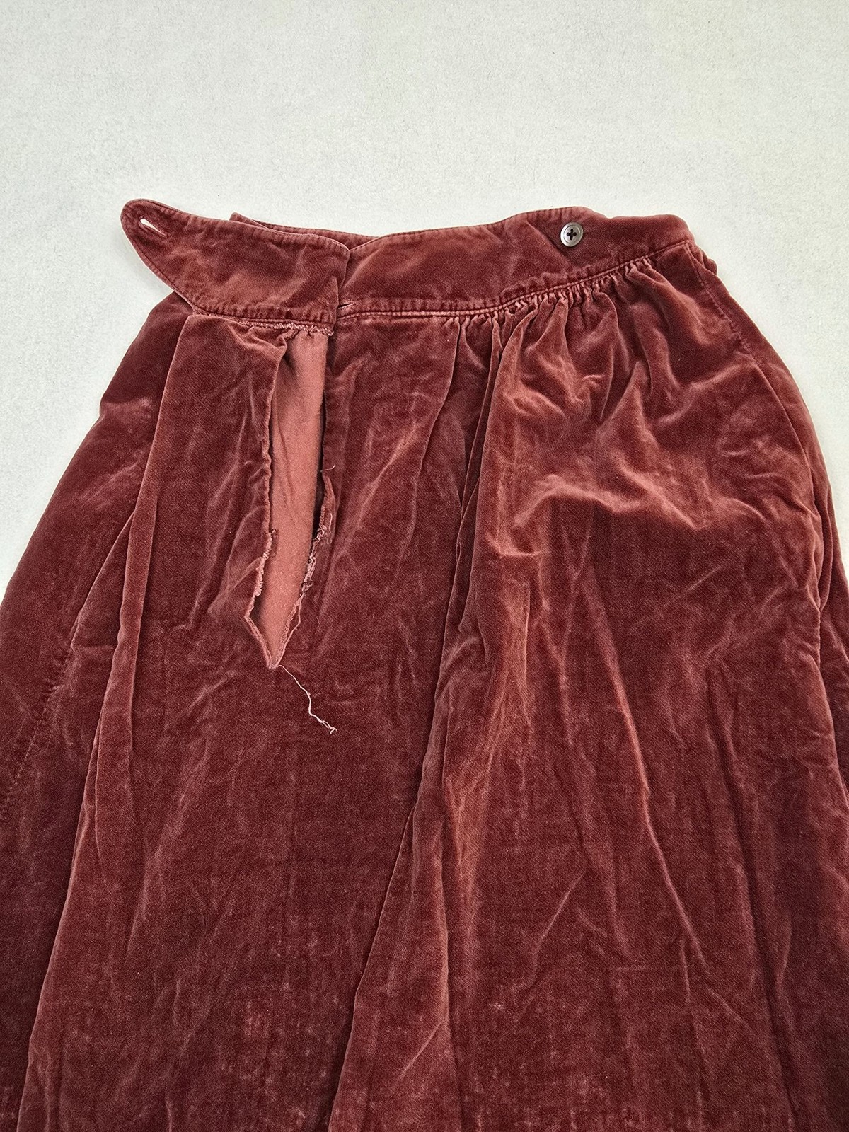 Vintage Campus Casuals Of California Dusty Rose Velvet Midi Skirt XS Cottagecore