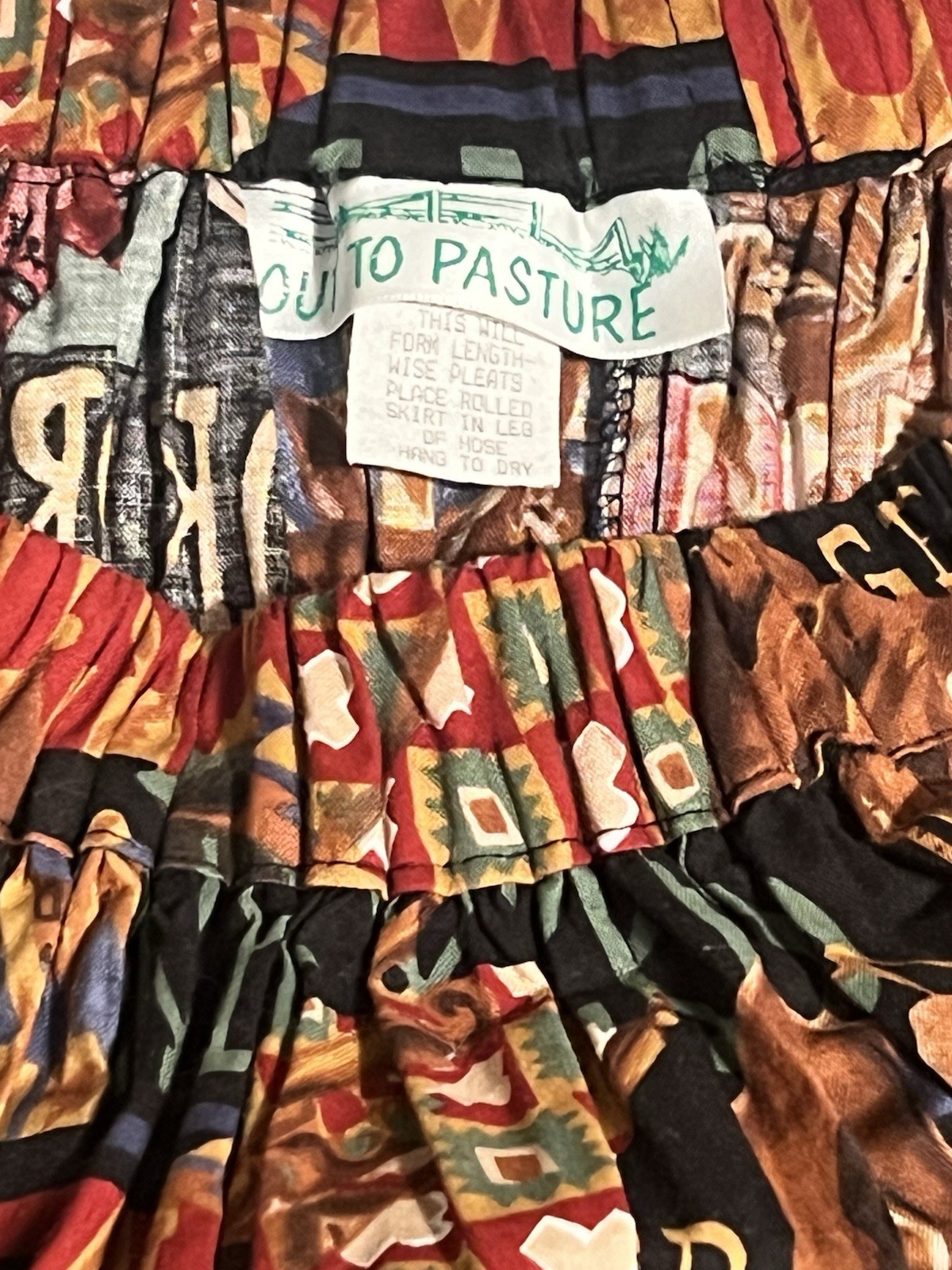 RARE Vtg Out to Pasture Cowgirl Outfit Western Rodeo Prairie Skirt Vest Set MED