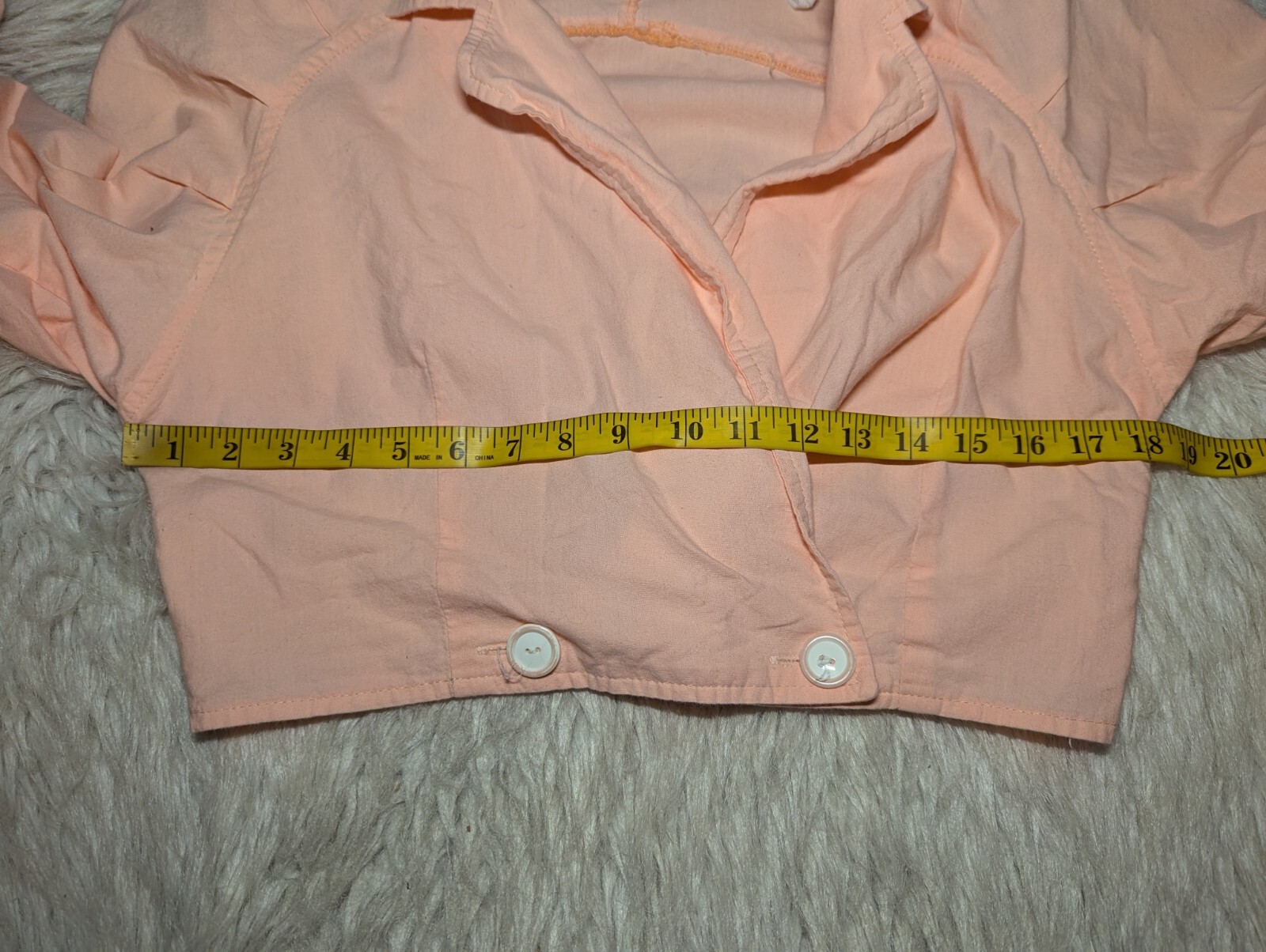 VTG 80s JONI BLAIR Orange HIPPIE CHIC Crop Top Shirt V-Neck RETRO Womens Size 11