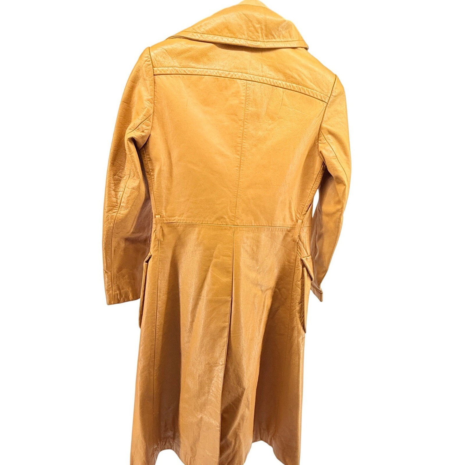 The Tannery Montgomery Ward Vintage Mustard Yellow Leather Trench Coat *read*