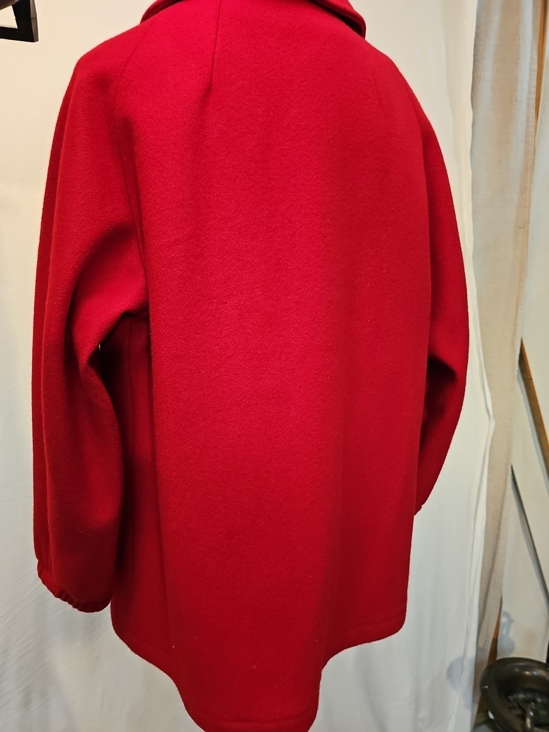 Vintage Abbmoor Red Wool Collared Coat Wool/Acetate Liner Deep Pockets Full Zip
