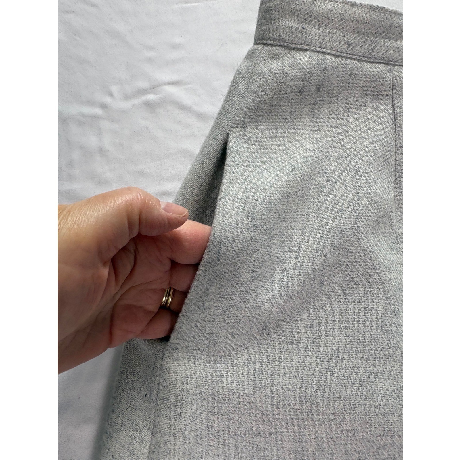 Vintage Wool Blend Pleated Midi Skirt Women Size S/M Gray Dark Academia Preppy