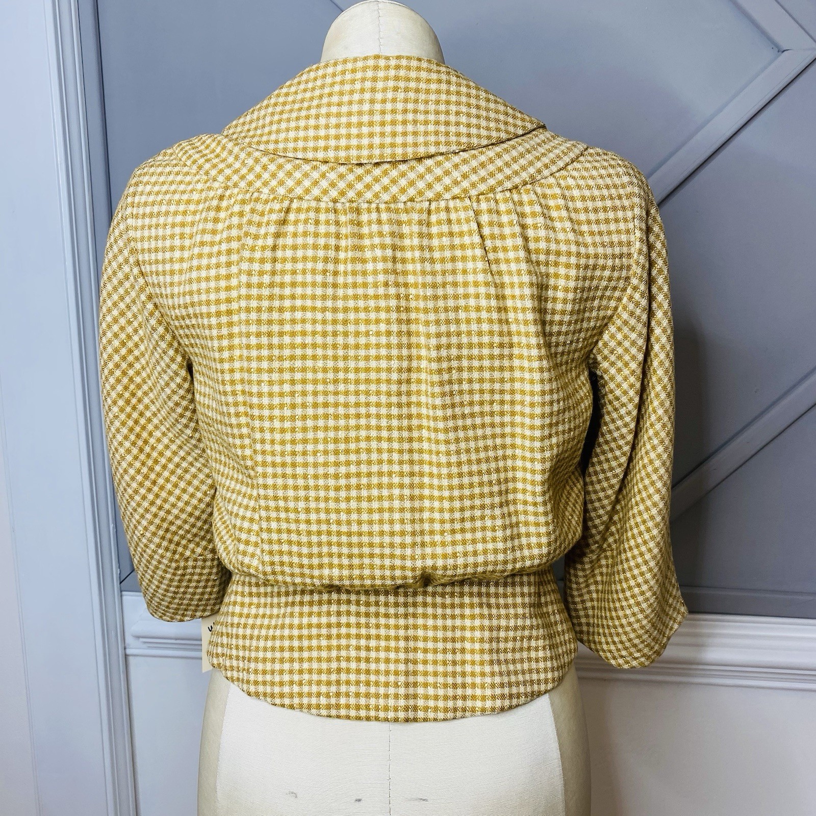 VTG 1950s Moordale Junior Suits Gingham Peplum Jacket Yellow White Check Kirvens