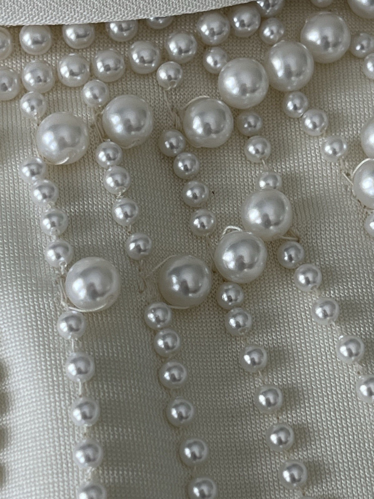 1960s Vintage Handmade Wedding Dress Train Pearls XS Metal Zipper W/ Headband