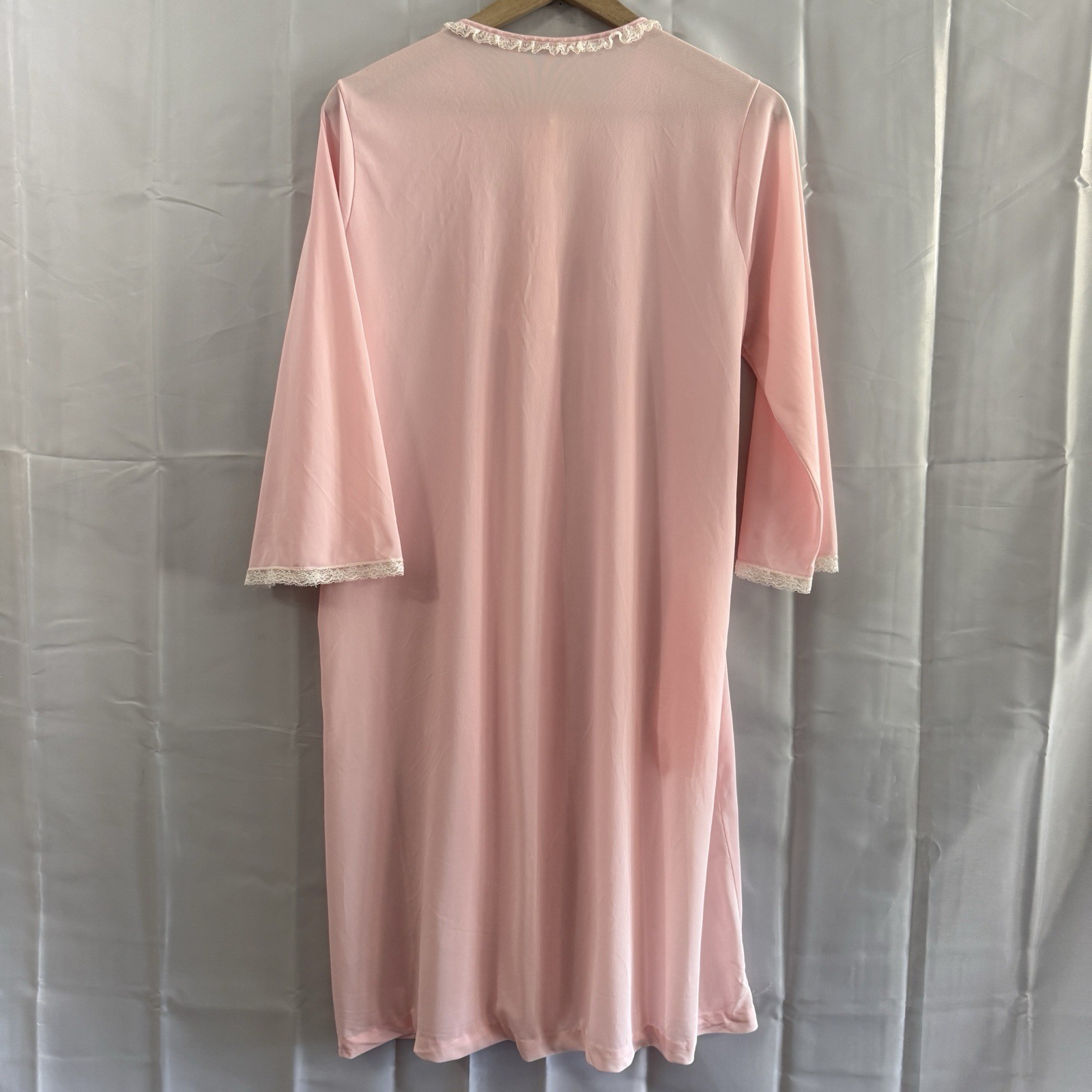 Vintage Robe House Coat Muumuu Womens Pink Good Lace Union Grandma L Cottagecore