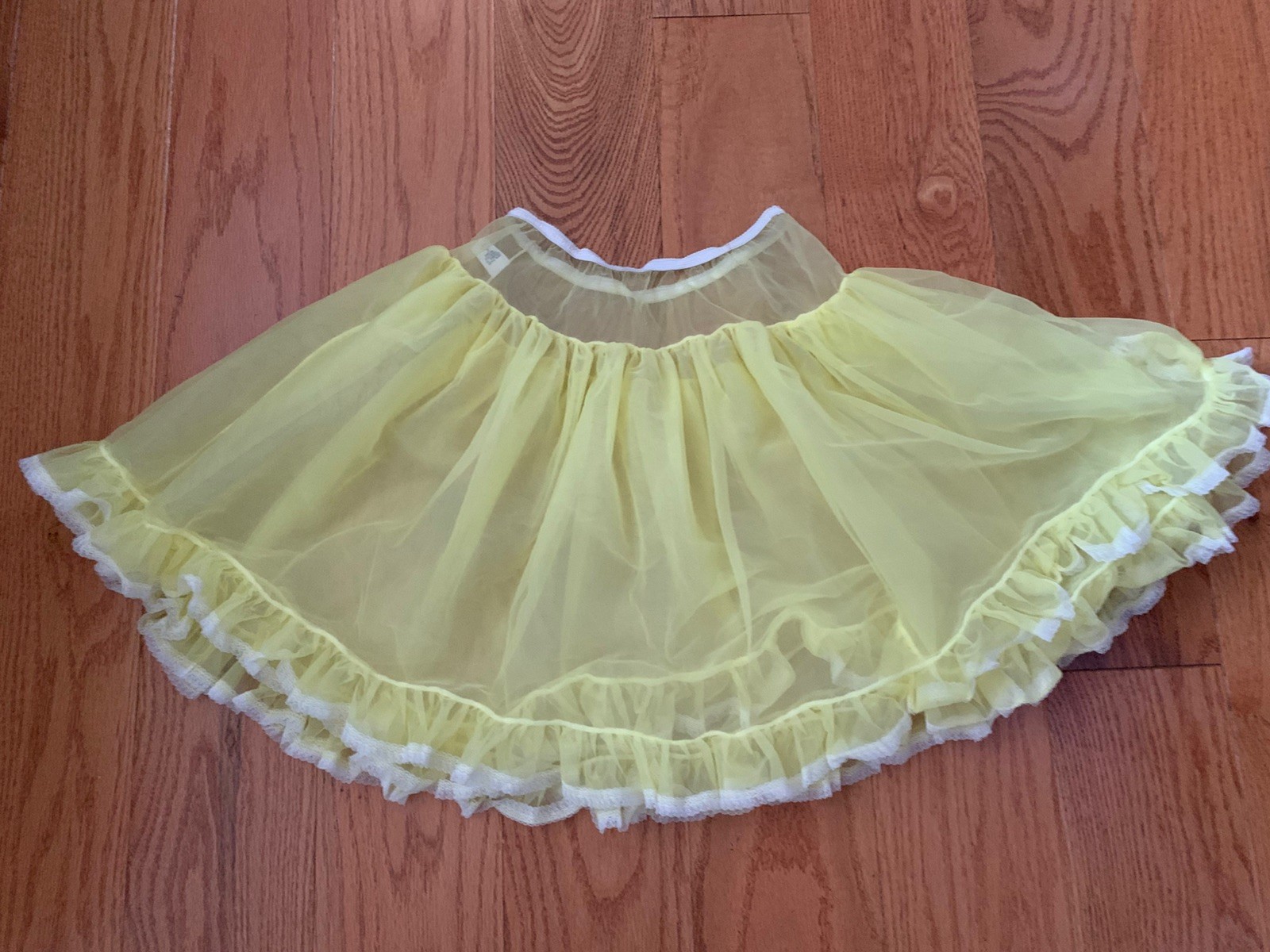 Vtg Yellow Chiffon Nylon Double Layer Half Slip Size 5 Small
