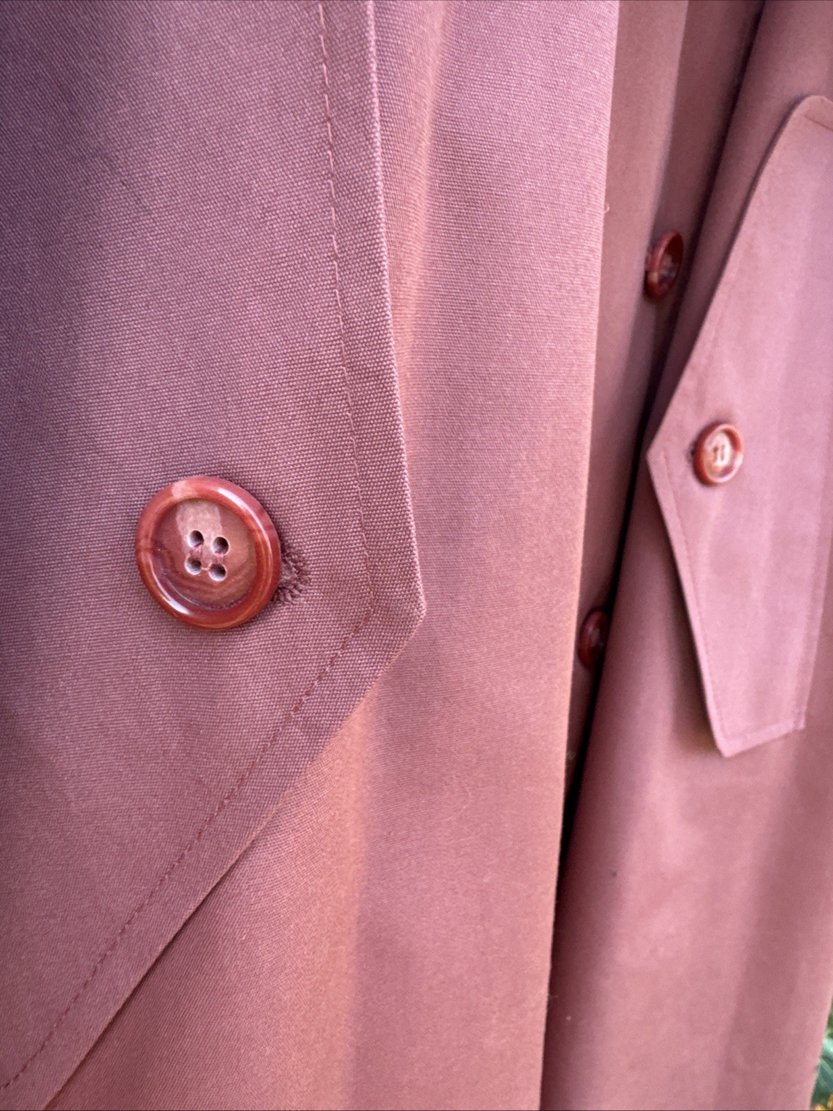 Vintage 1970s JC Penney Women’s Fitted Pink Trench Coat Dusty Rose Wool Medium