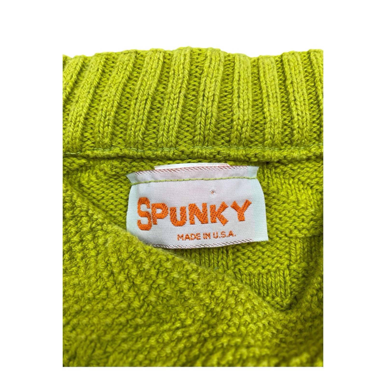 VTG 90s Spunky Sweater Womens Size MED Green Short Sleeve Knitted 100% Cotton