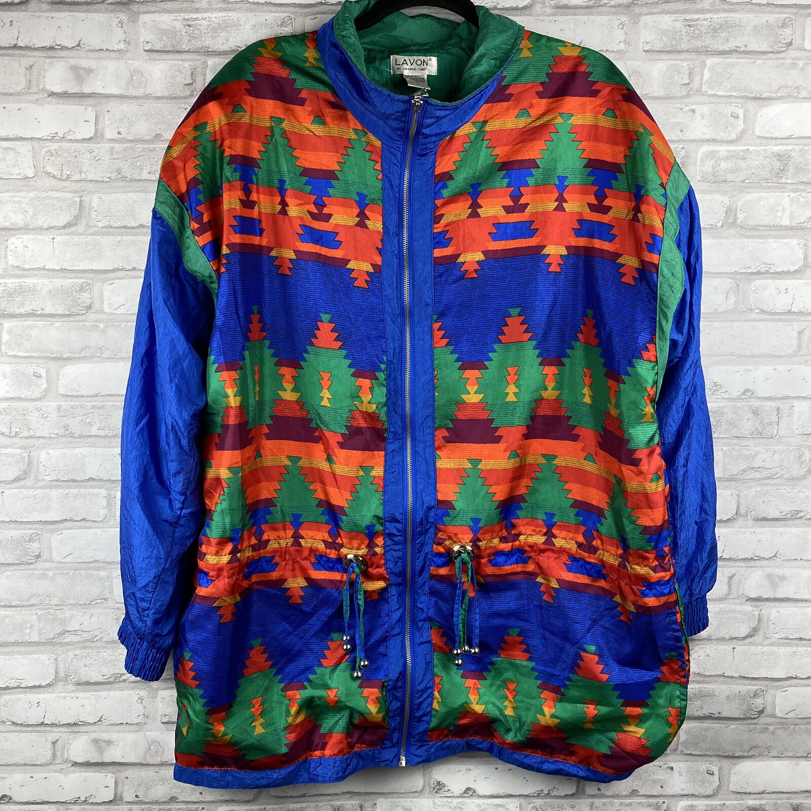 Lavon Vintage 90s Windbreaker Jacket Womens L Large Aztec Geometric Southwestern