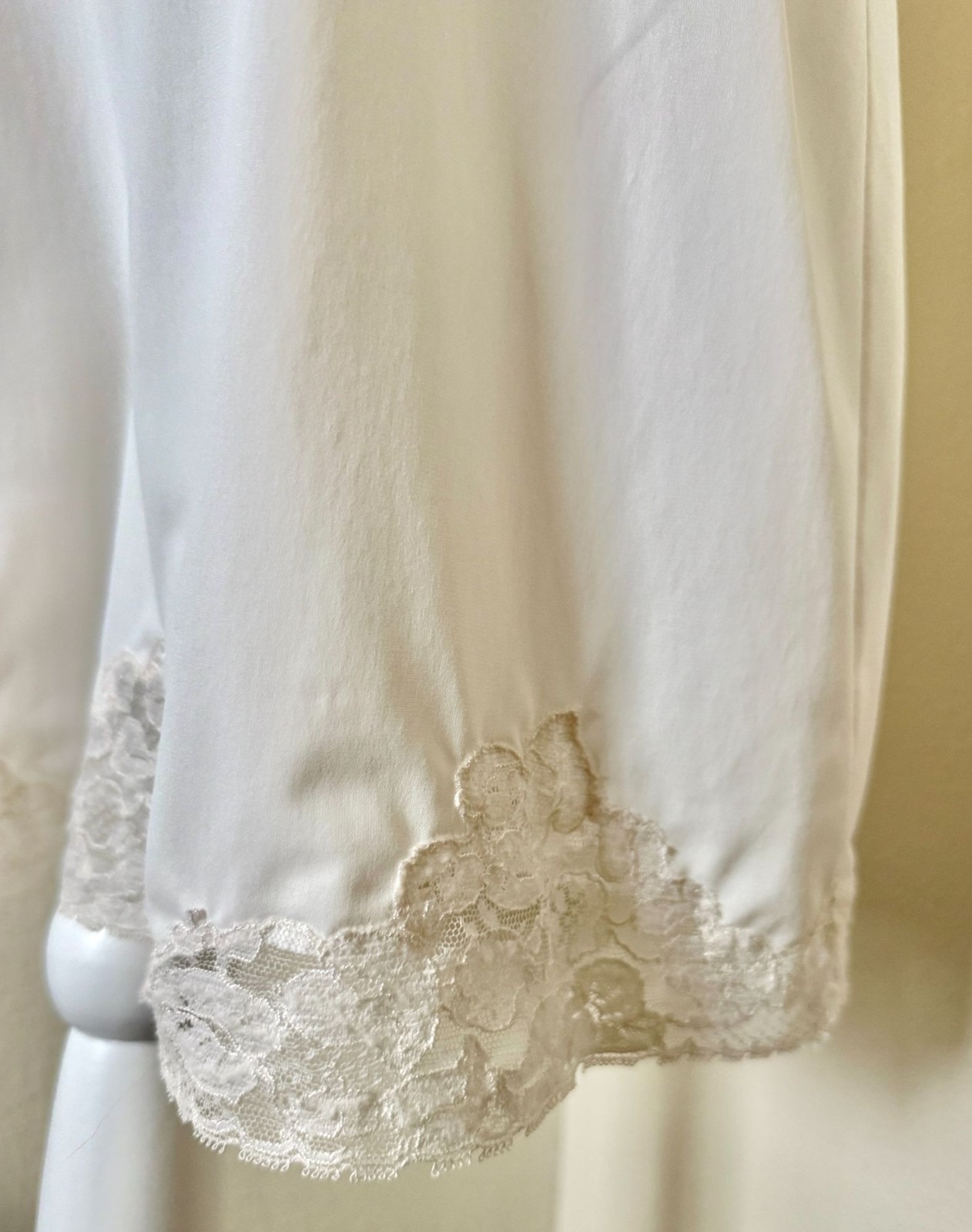 Vintage 1960s Sleeveless White Lace Nightgown or Slip In Cream With Lace Detail