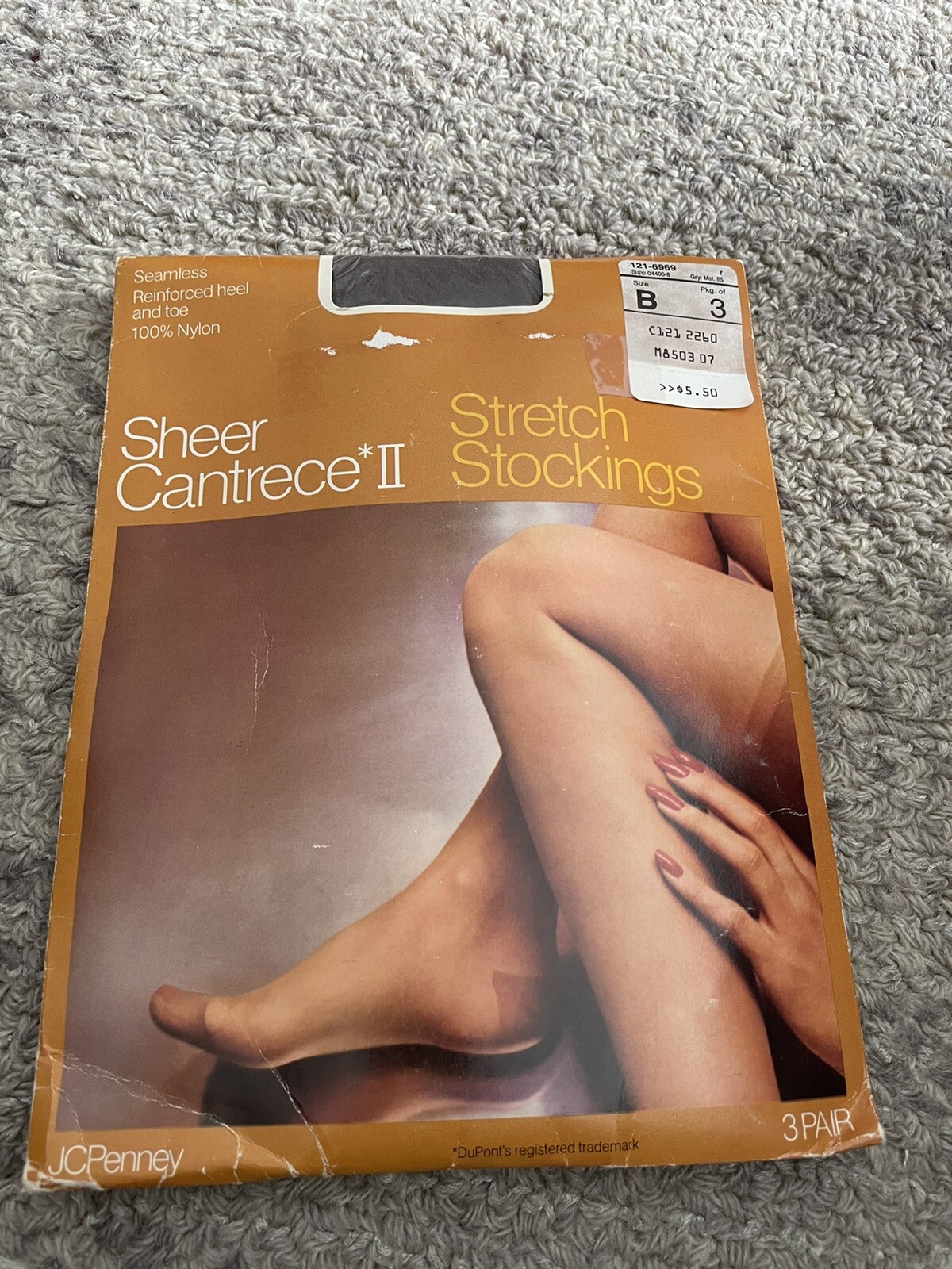 3 Pair JCPenney Grey Mist garter Stockings Size B Mesh