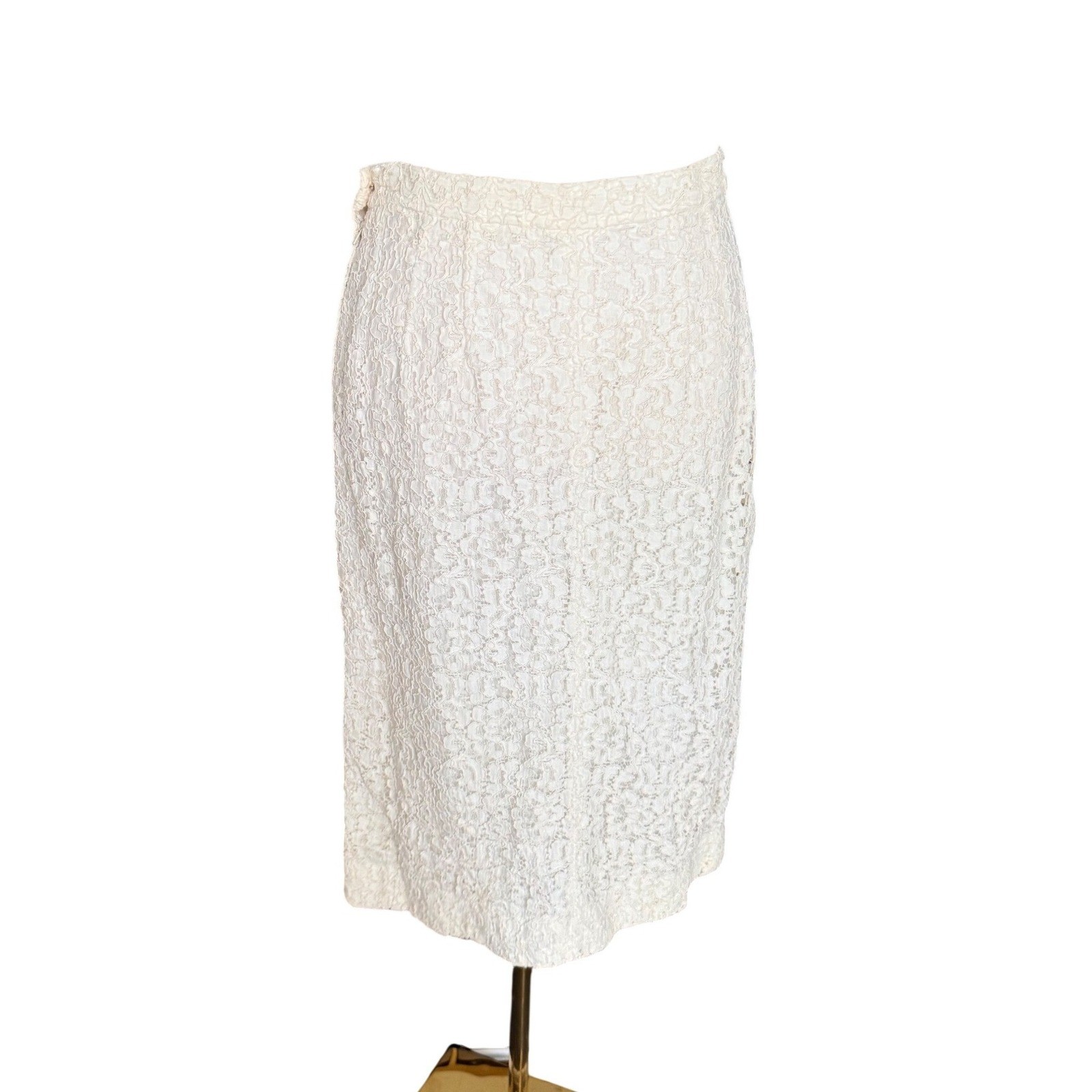 Vintage 1960s Ivory Lace Skirt Suit Set Peplum Jacket and Pencil Skirt 2 Piece