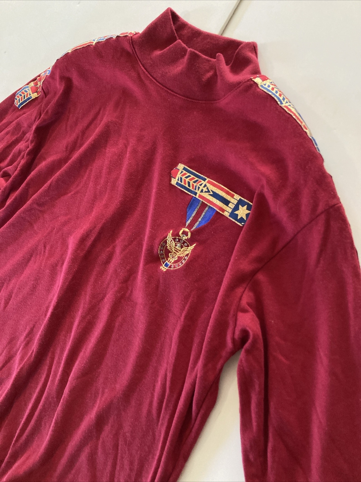 VTG Rafael Woman’s Sz S Pullover Turtleneck Shirt Red 3/4 Sleeve
