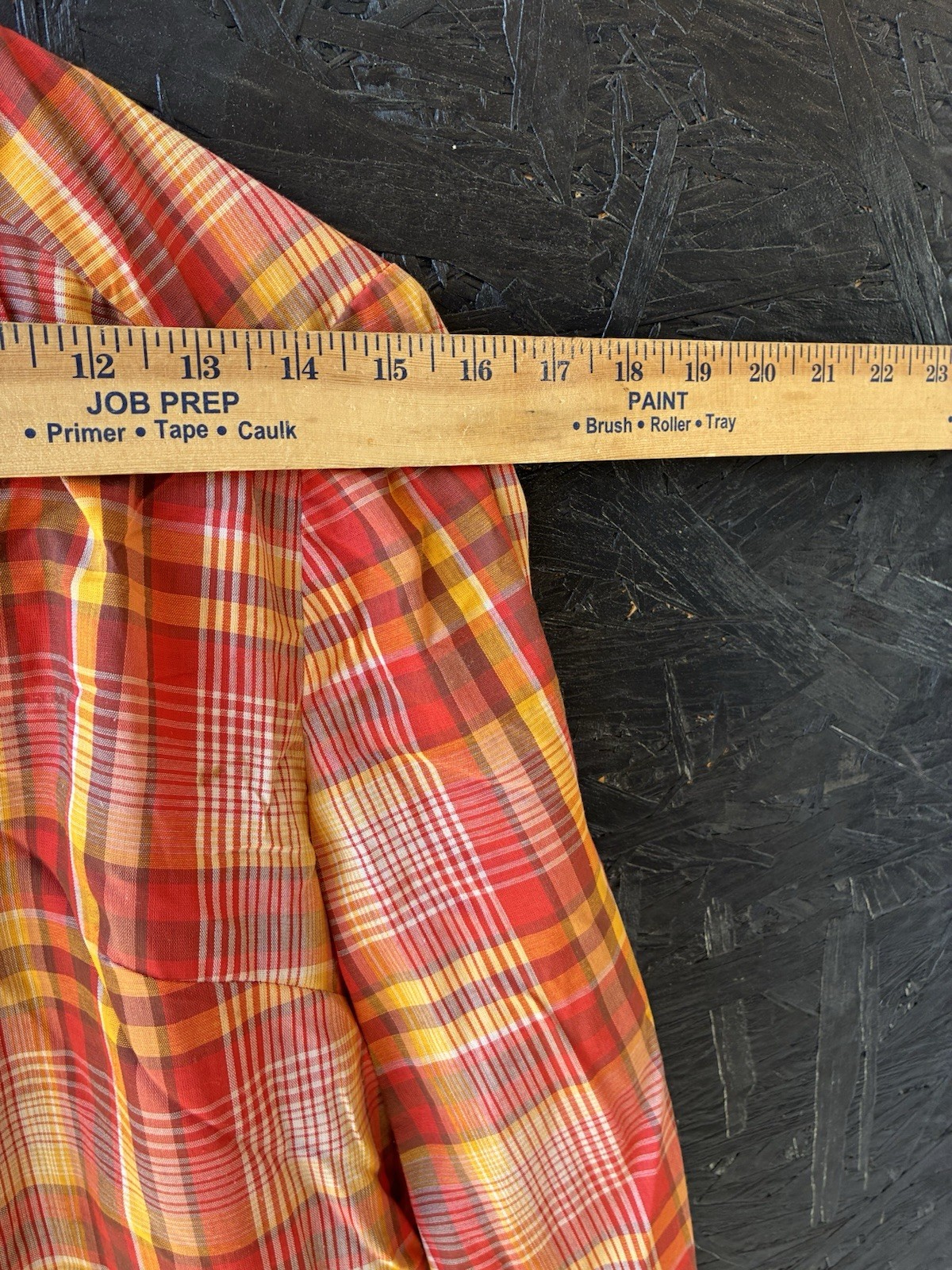 Vtg 60s Orange/Yellow Plaid Dress Dan River Nancy Frock 1 Pockets Button Up!