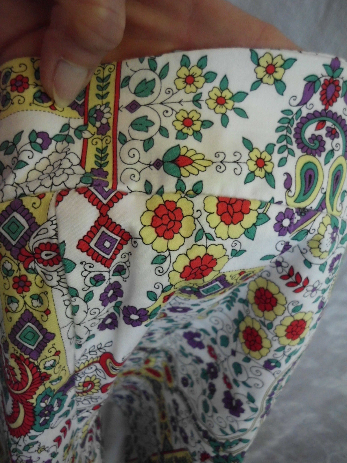 Vintage Notice Strapless Blouse Size 2 Cotton Blend Multi Floral & Geomet Lined