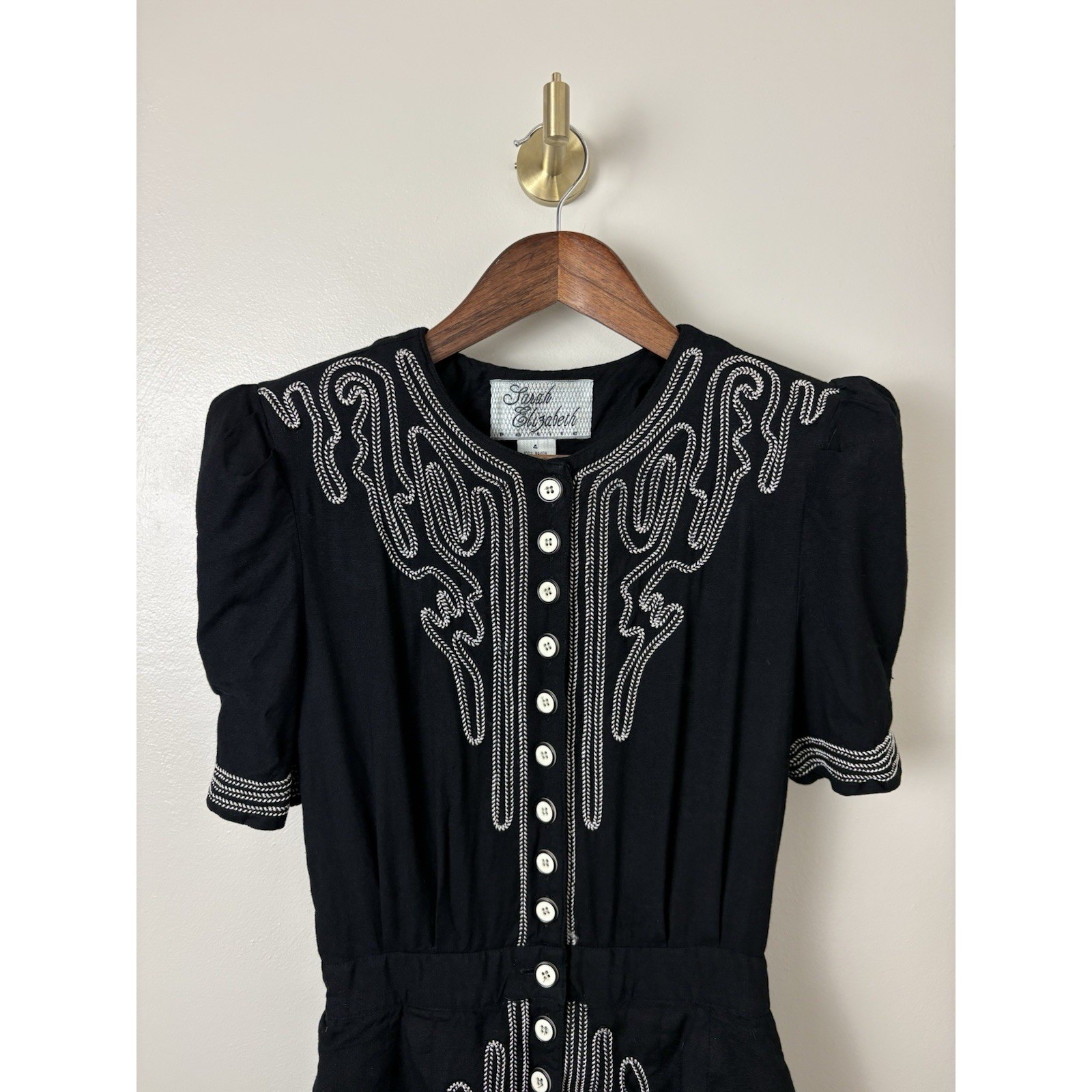 VTG Womens 80s Long Dress Western Dolly Parton Country Prairie Rodeo Cord Sz 4