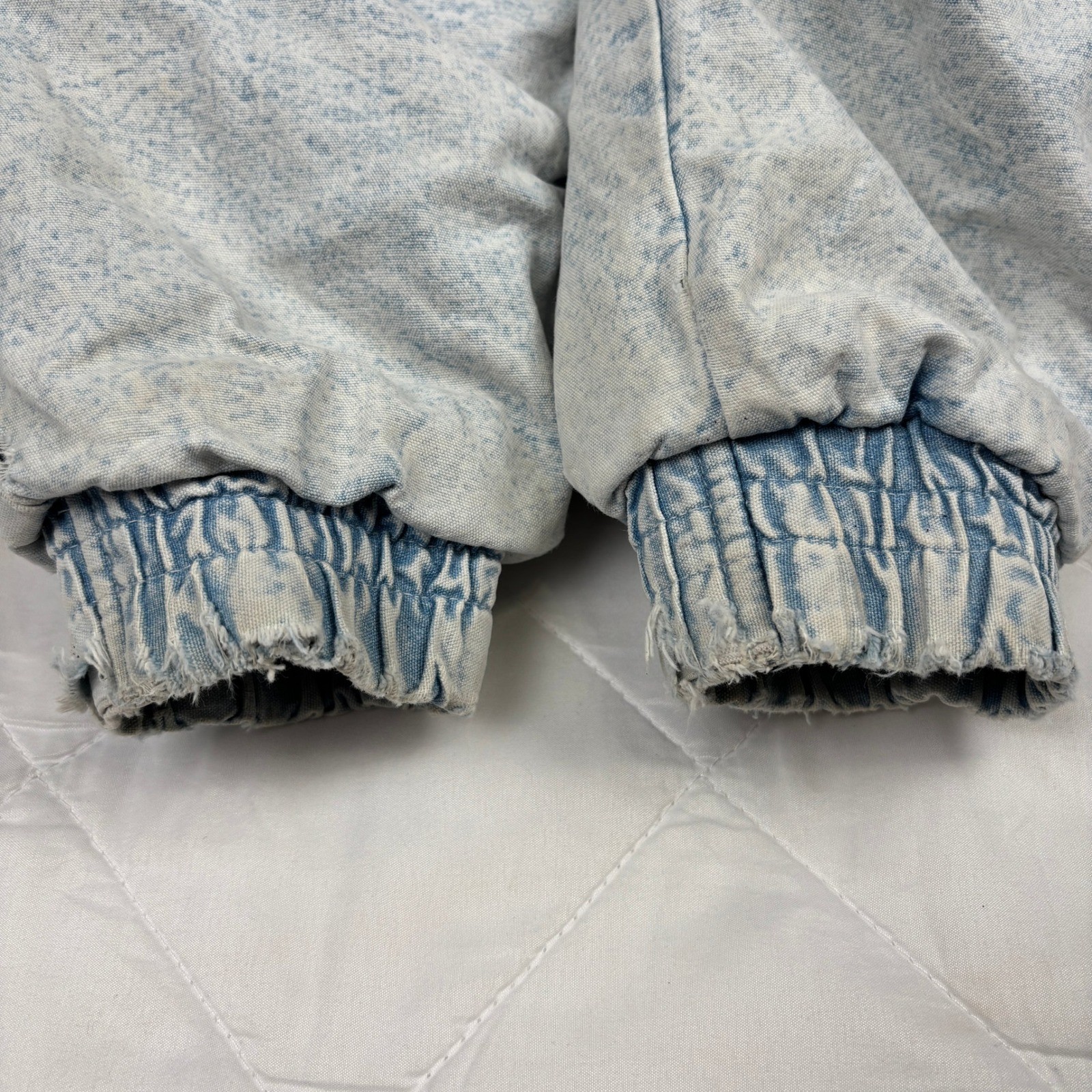 Vintage 90s Gitano Acid Wash Denim Bomber Jacket Blue Yellow Women’s Small