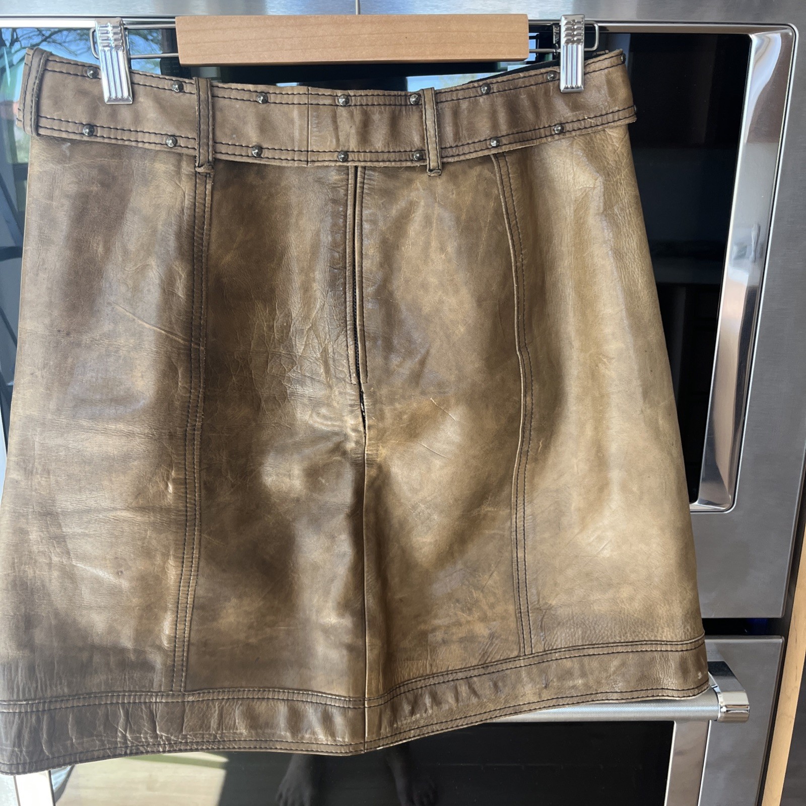 Vintage 60’s Beatle Vibe Women’s Leather Mini Skirt. Size 6 To 8 Cordoba London