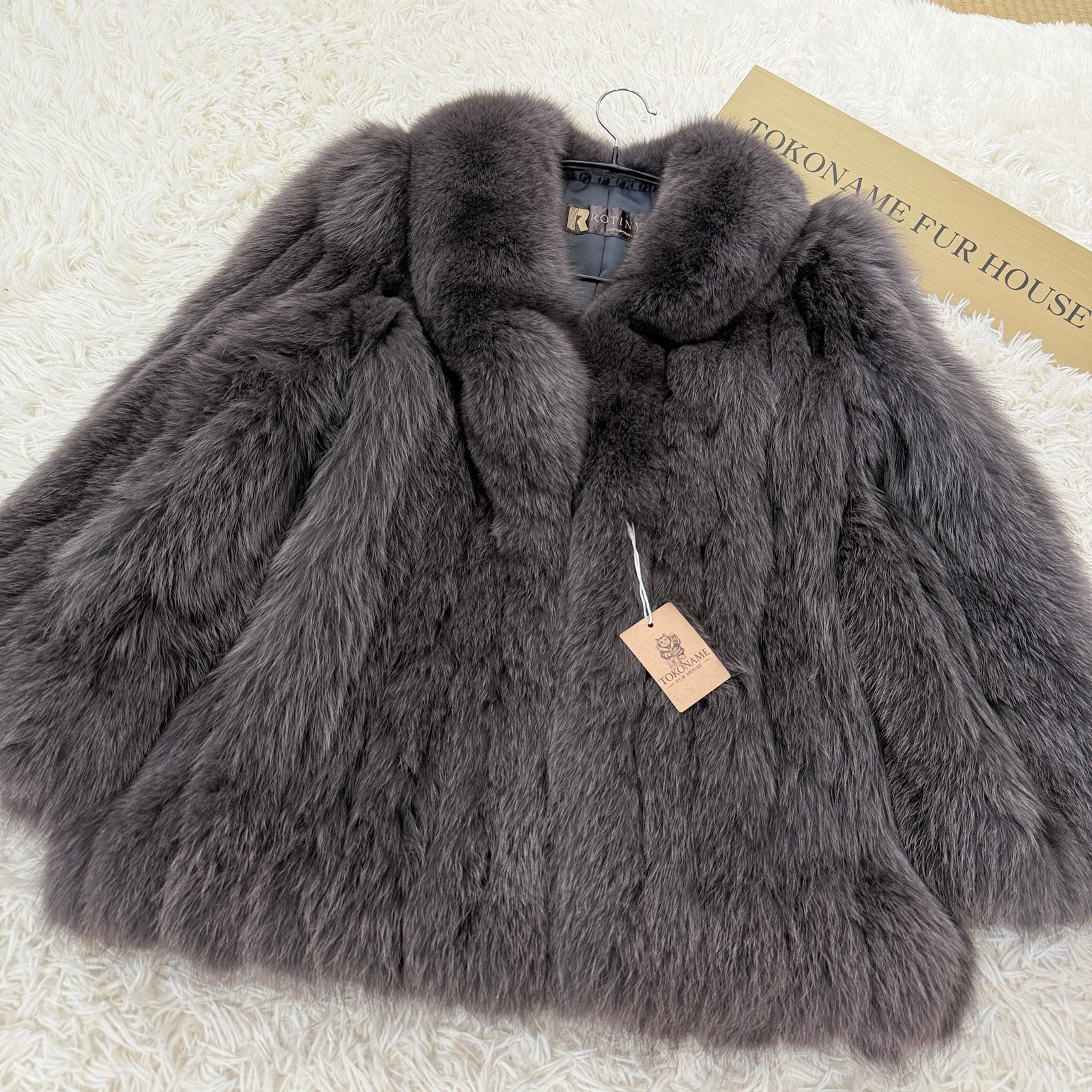 Ash purple Dyd Fox Coat Genuine Vintage Fur Japan