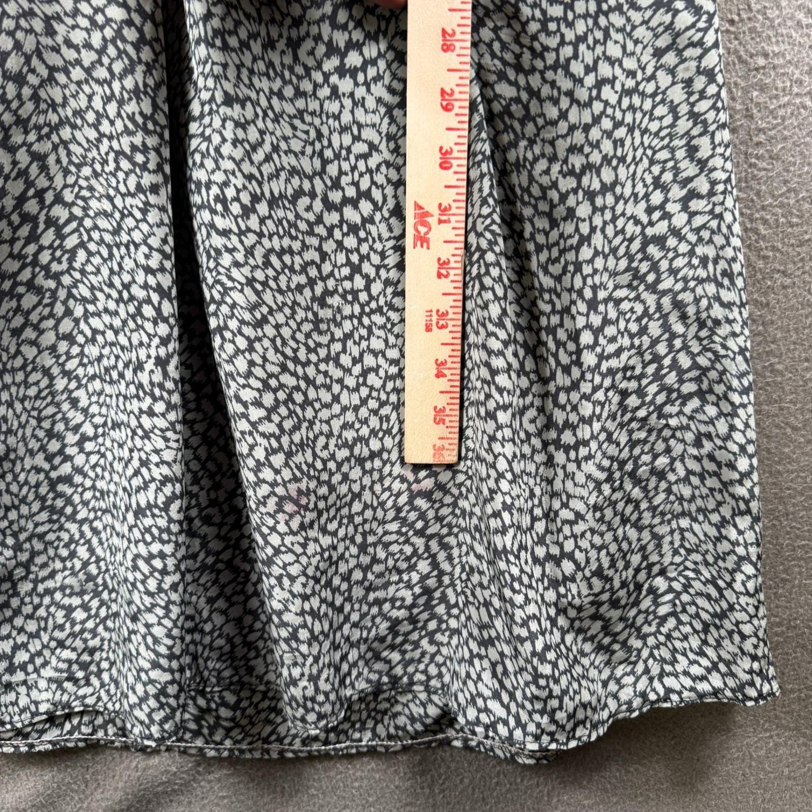 Vintage Calidad Ideal Dress Women M Gray Animal Print Button Front Collar Retro