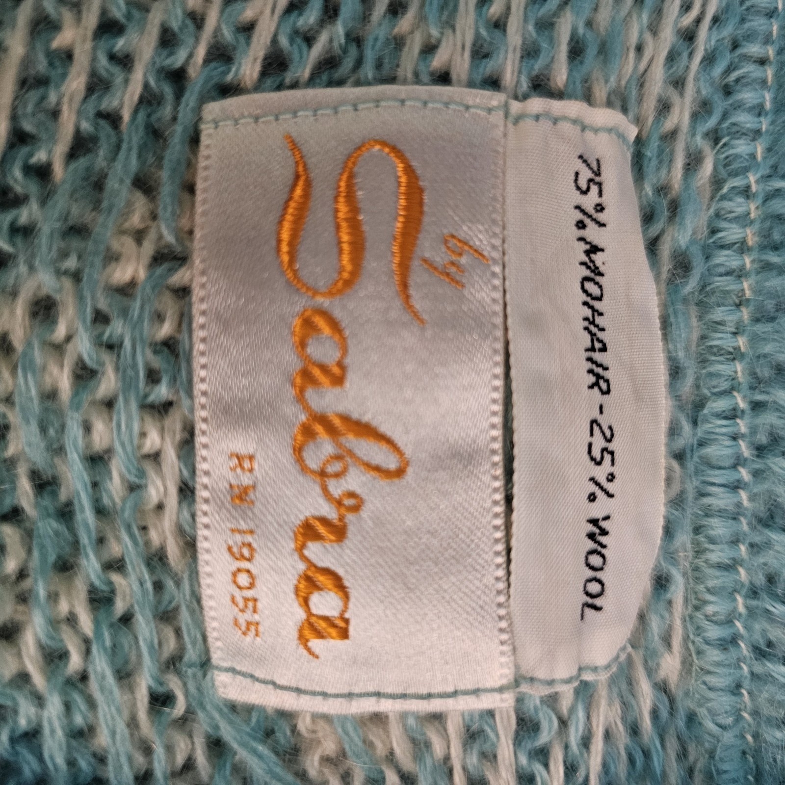 Vintage 1960s Icey Blue Mohair Sweater Wool Fuzzy V neck Rare Collectors Sabra